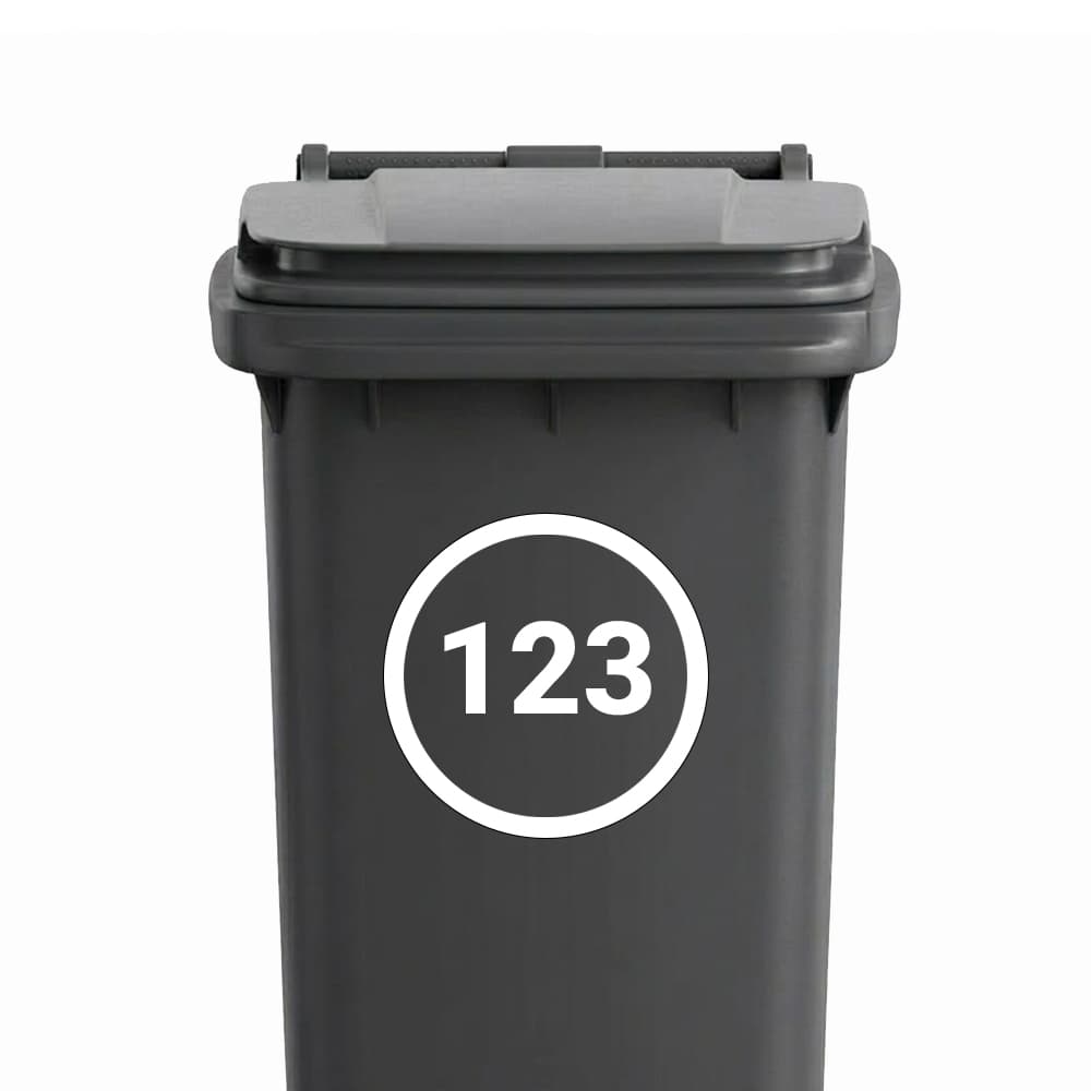 Huisnummer Rond Outline - Container / Kliko sticker - vinyl sticker kopen bij De Stickerbaas