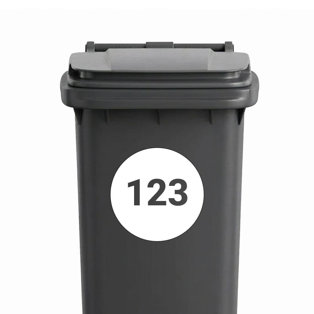 Huisnummer Rond - Container / Kliko sticker - vinyl sticker kopen bij De Stickerbaas