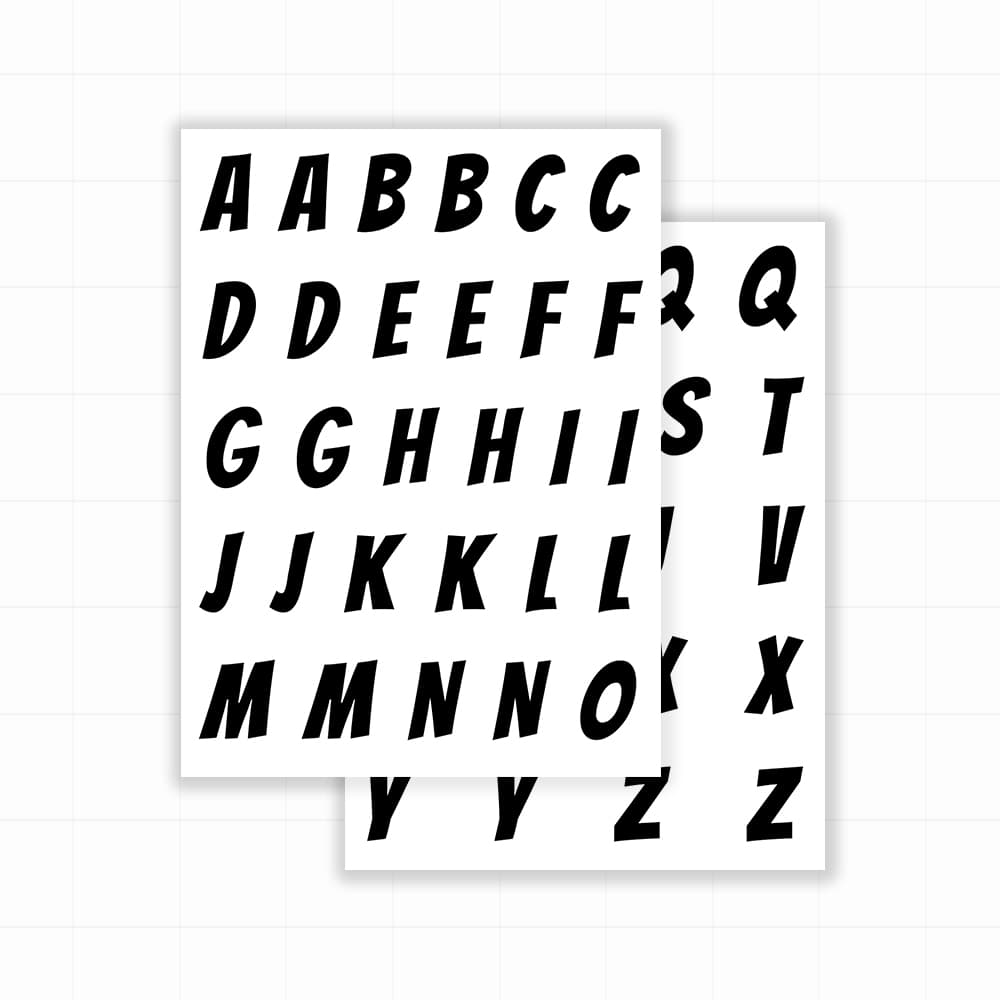 Cartoon plakletters - Compleet alfabet (2x) letter stickers - vinyl sticker kopen bij De Stickerbaas