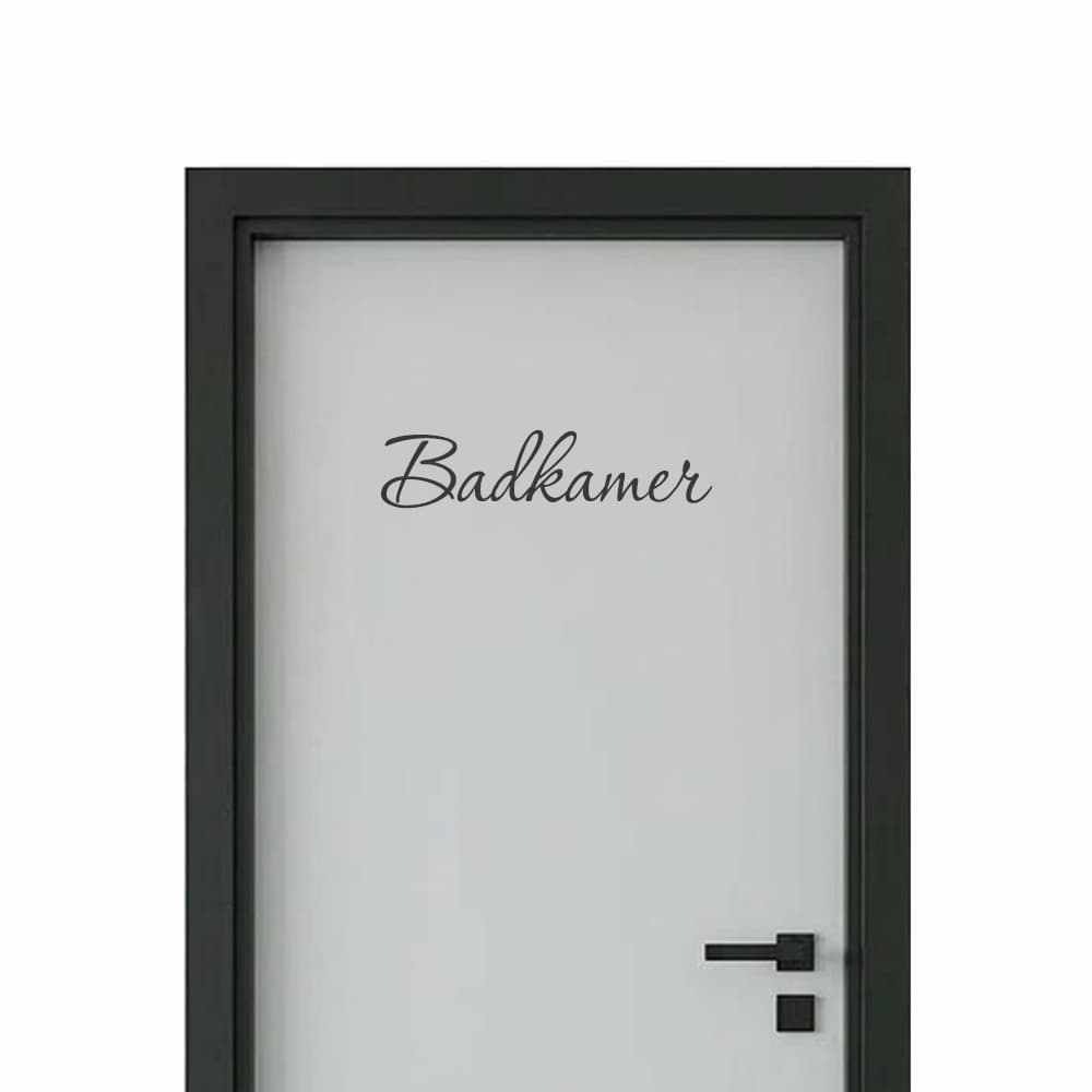 Badkamer deursticker - Sierlijke letters - vinyl sticker kopen bij De Stickerbaas