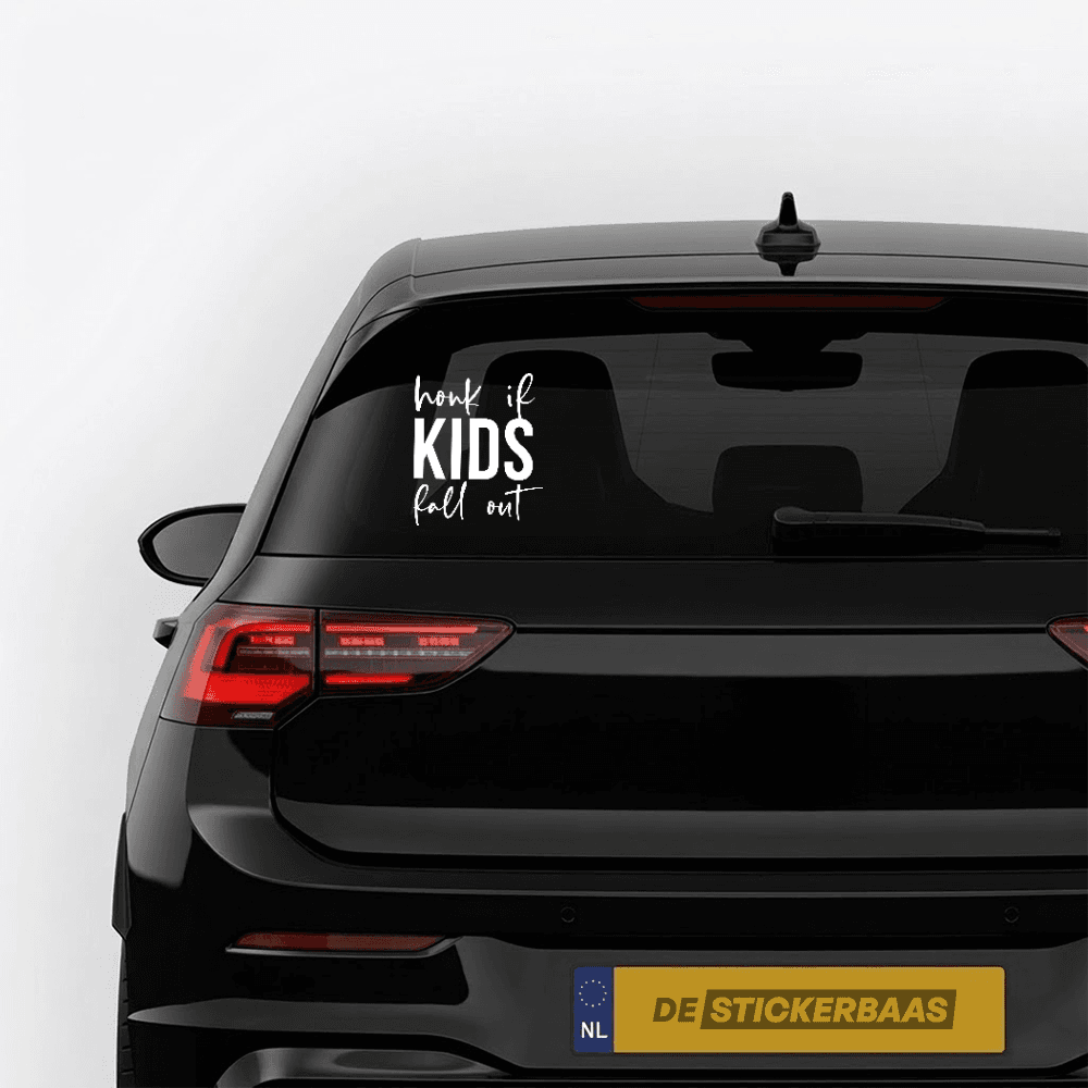 Honk if kids fall out - Leuke & grappige autosticker - vinyl sticker kopen bij De Stickerbaas